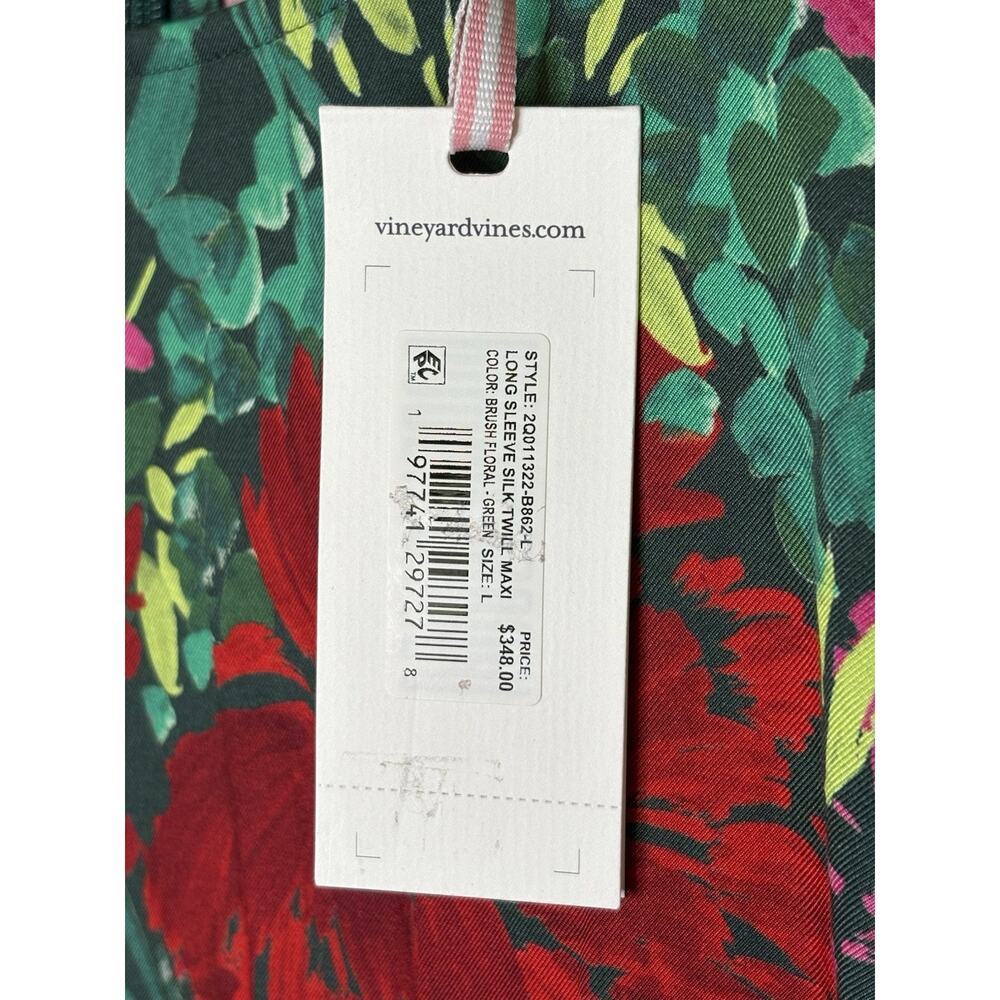 NWT Vineyard Vines Silk Blend Twill Midi Dress • Size L• Brush Floral • $348 - Picture 11 of 11